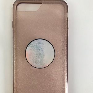 iphone 7/8 plus glitter case with pop socket